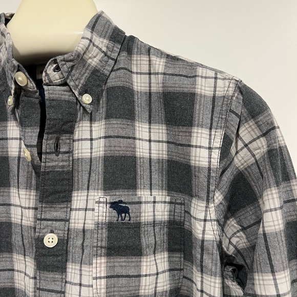 Abercrombie Kids, boy’s grey plaid shirt - Picture 2 of 7